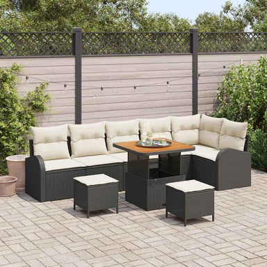 Tuin Sofa Set 9 st 8-Aantal zitplaatsen Zwart en Crème