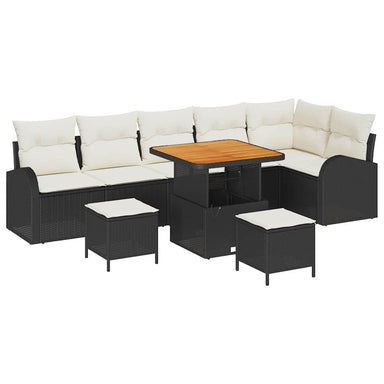 Tuin Sofa Set 9 st 8-Aantal zitplaatsen Zwart en Crème
