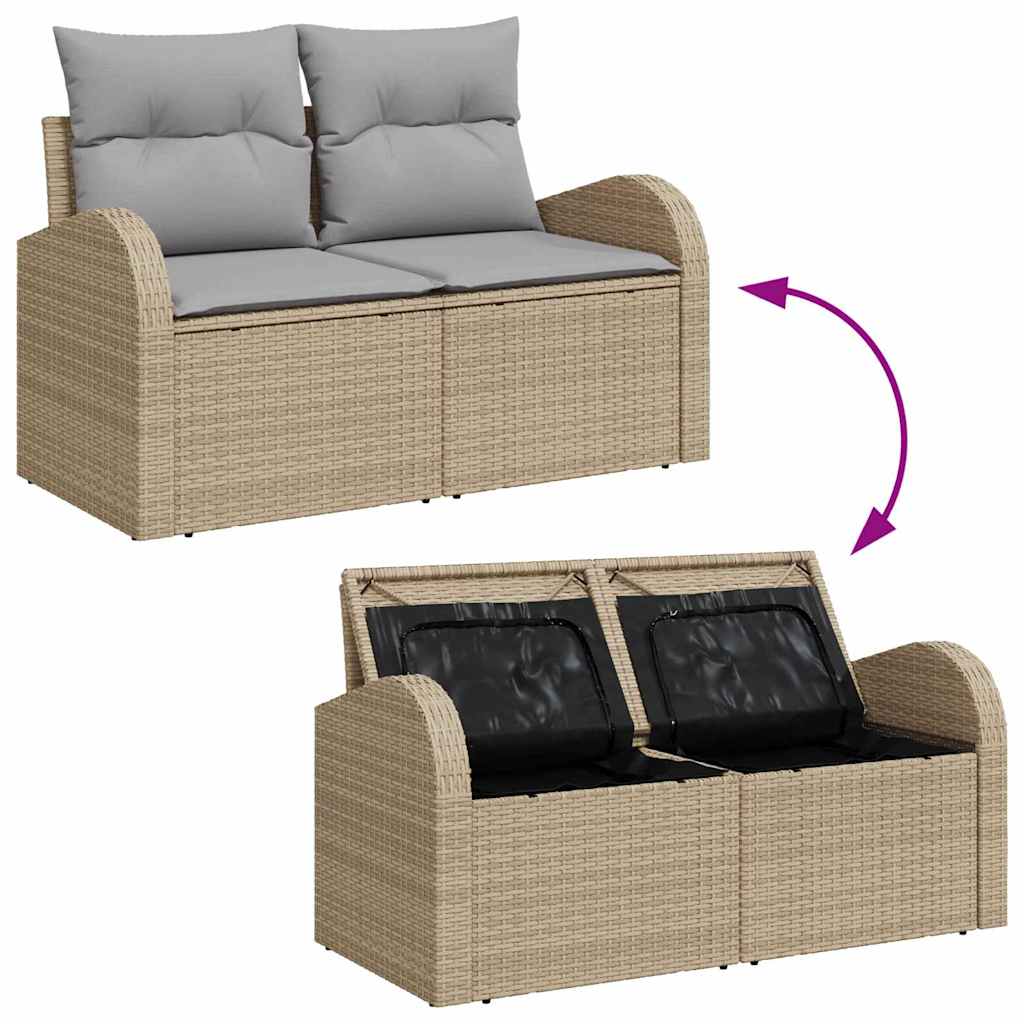 Tuin Sofa Set 9 st 8-Aantal zitplaatsen Beige en Licht Grijs