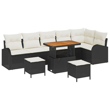 Tuin Sofa Set 9 st 8-Aantal zitplaatsen Zwart en Crème