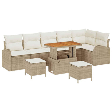 Tuin Sofa Set 9 st 8-Aantal zitplaatsen Beige en Crème