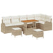 Tuin Sofa Set 9 st 8-Aantal zitplaatsen Beige en Crème