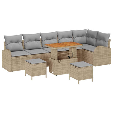 Tuin Sofa Set 9 st 8-Aantal zitplaatsen Beige en Licht Grijs