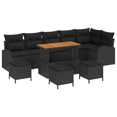 Tuin Sofa Set 10 st 9-Aantal zitplaatsen Zwart