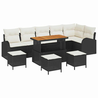 Tuin Sofa Set 10 st 9-Aantal zitplaatsen Zwart en Crème
