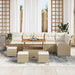 Tuin Sofa Set 10 st 9-Aantal zitplaatsen Beige en Crème