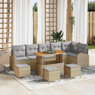 Tuin Sofa Set 10 st 9-Aantal zitplaatsen Beige en Licht Grijs