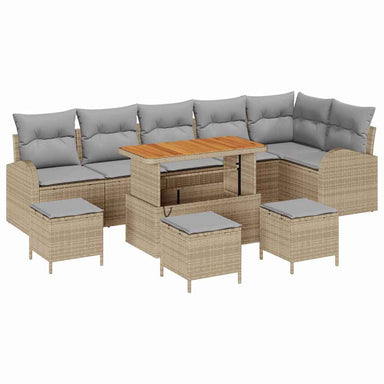 Tuin Sofa Set 10 st 9-Aantal zitplaatsen Beige en Licht Grijs
