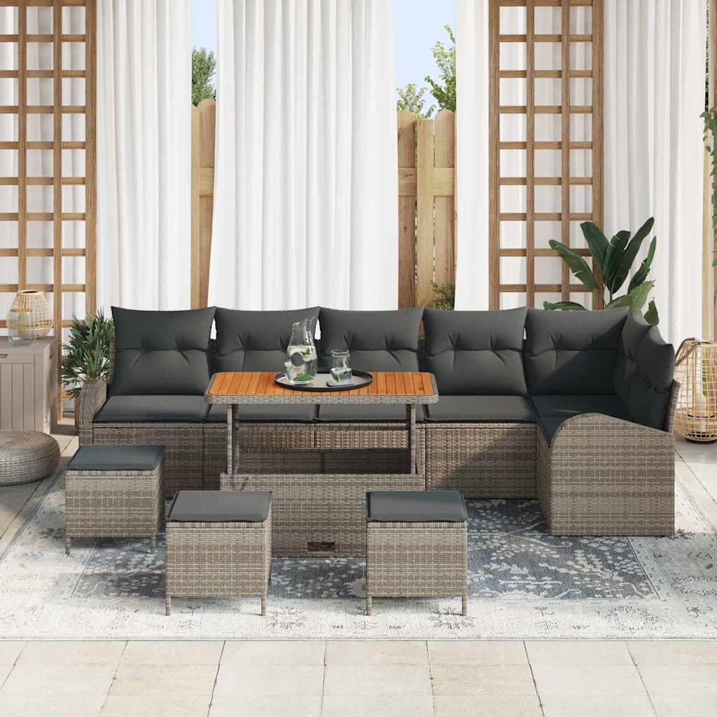 Tuin Sofa Set 10 st 9-Aantal zitplaatsen Grijs