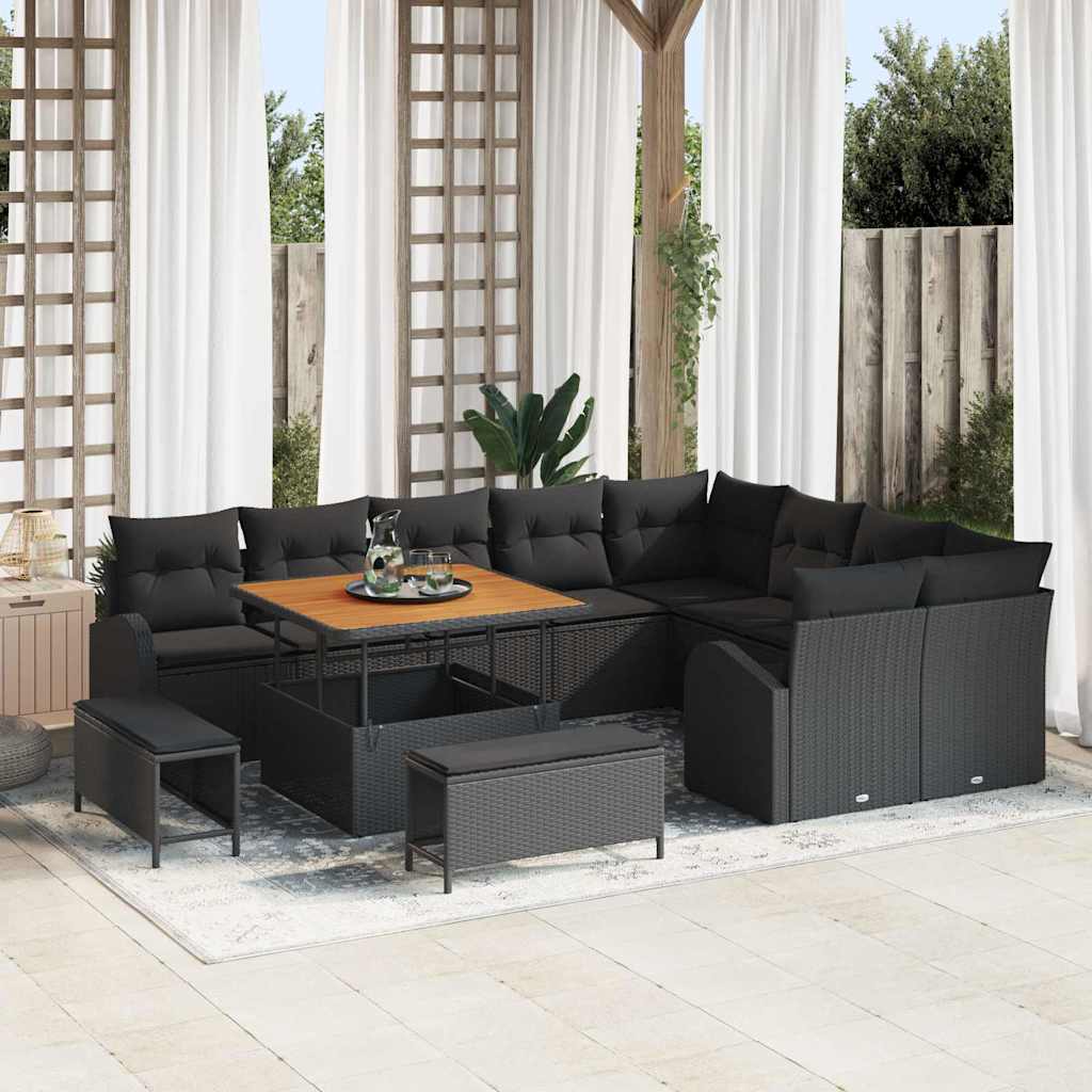 Tuin Sofa Set 12 st 11-Aantal zitplaatsen Zwart