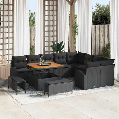 Tuin Sofa Set 12 st 11-Aantal zitplaatsen Zwart