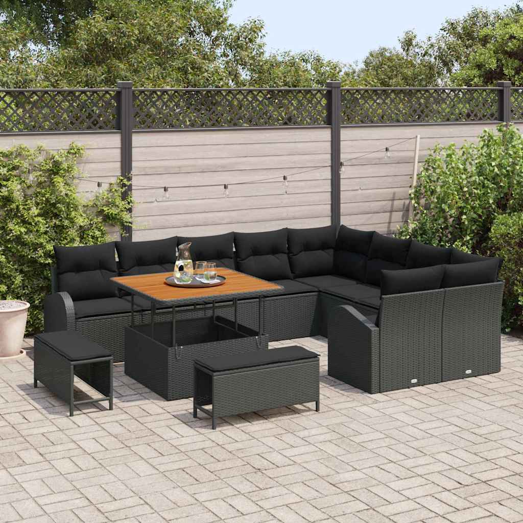Tuin Sofa Set 12 st 11-Aantal zitplaatsen Zwart