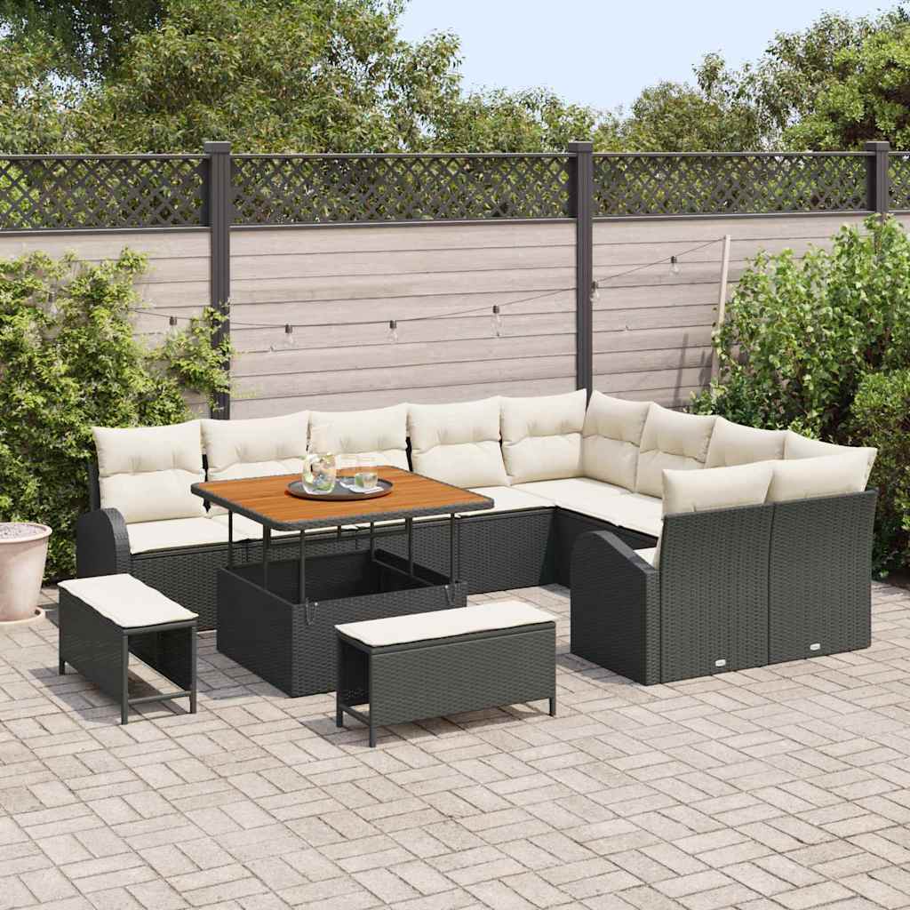 Tuin Sofa Set 12 st 11-Aantal zitplaatsen Zwart en Crème