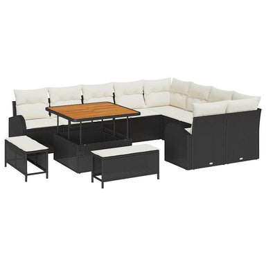 Tuin Sofa Set 12 st 11-Aantal zitplaatsen Zwart en Crème