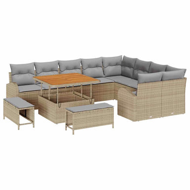 Tuin Sofa Set 12 st 11-Aantal zitplaatsen Beige en Licht Grijs