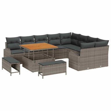 Tuin Sofa Set 12 st 11-Aantal zitplaatsen Grijs