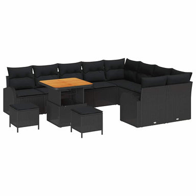 Tuin Sofa Set 12 st 11-Aantal zitplaatsen Zwart