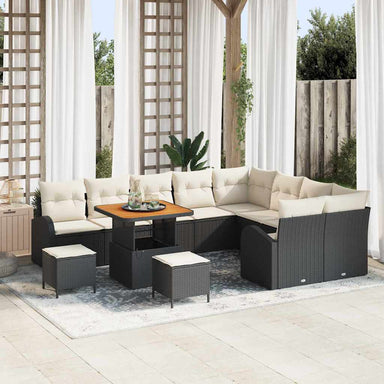 Tuin Sofa Set 12 st 11-Aantal zitplaatsen Zwart en Crème