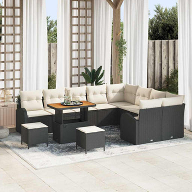 Tuin Sofa Set 12 st 11-Aantal zitplaatsen Zwart en Crème