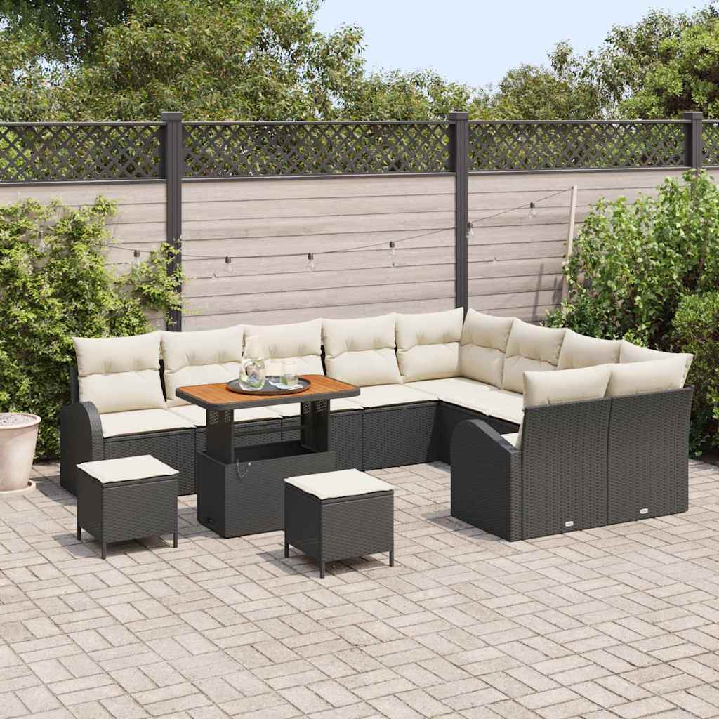Tuin Sofa Set 12 st 11-Aantal zitplaatsen Zwart en Crème