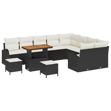 Tuin Sofa Set 12 st 11-Aantal zitplaatsen Zwart en Crème