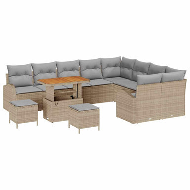 Tuin Sofa Set 12 st 11-Aantal zitplaatsen Beige en Licht Grijs