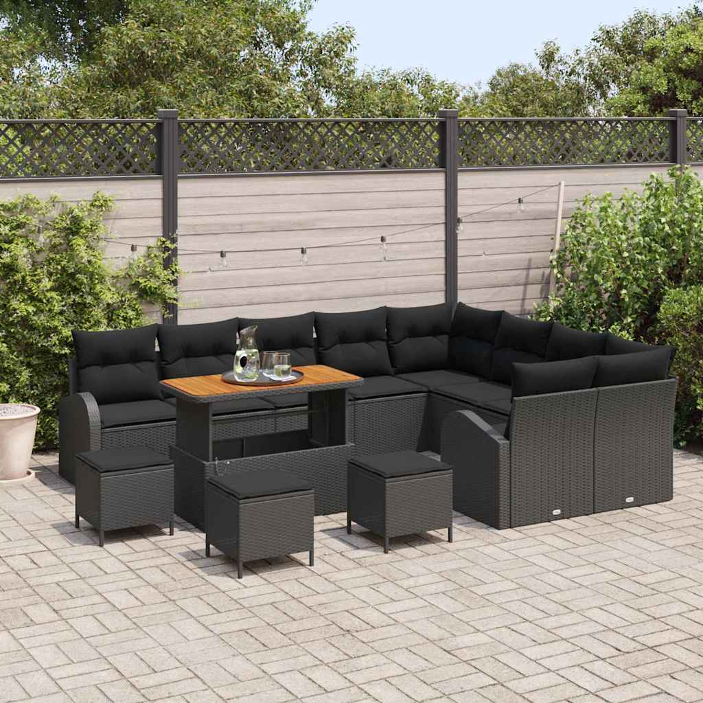 Tuin Sofa Set 13 st 12-Aantal zitplaatsen Zwart