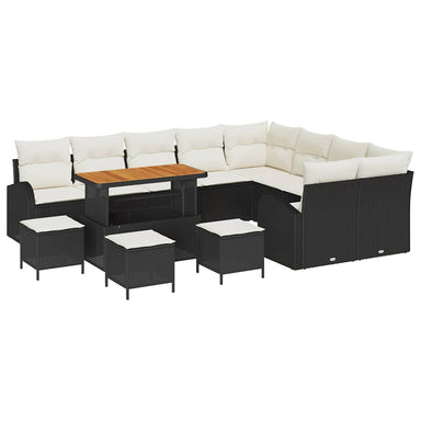 Tuin Sofa Set 13 st 12-Aantal zitplaatsen Zwart en Crème