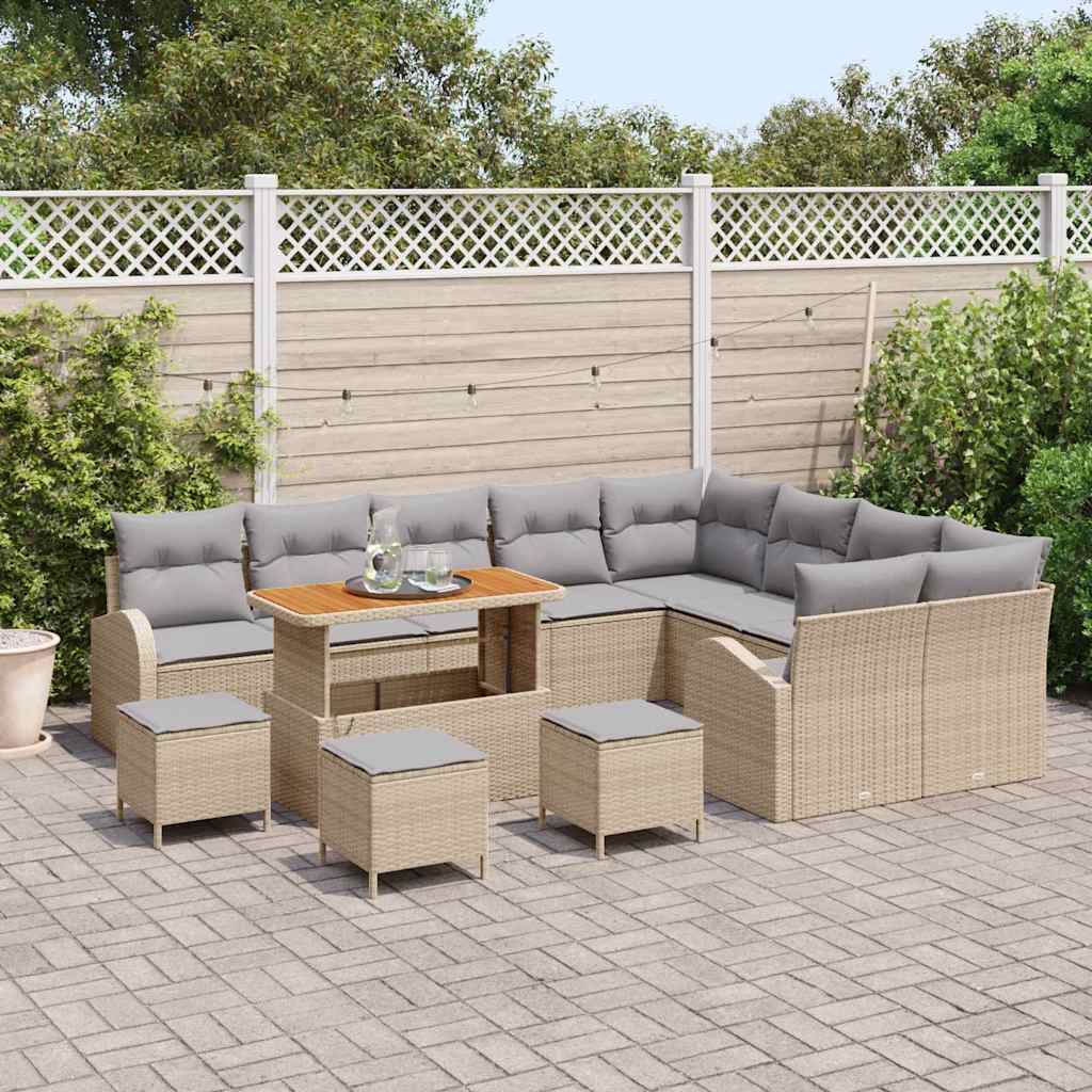 Tuin Sofa Set 13 st 12-Aantal zitplaatsen Beige en Licht Grijs