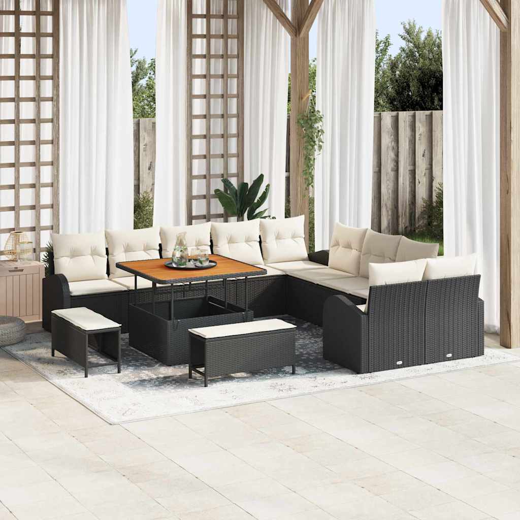 Tuin Sofa Set 13 st 12-Aantal zitplaatsen Zwart en Crème