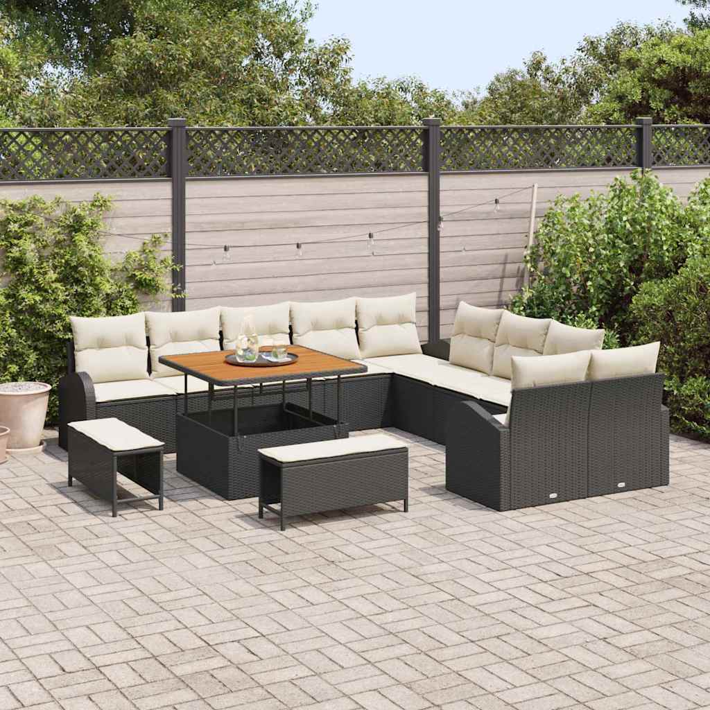 Tuin Sofa Set 13 st 12-Aantal zitplaatsen Zwart en Crème
