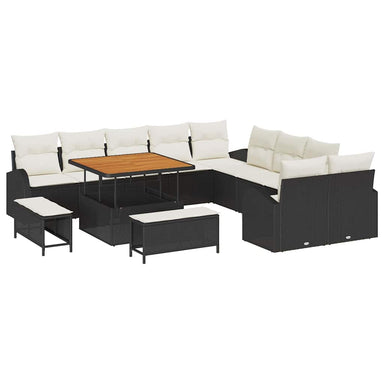 Tuin Sofa Set 13 st 12-Aantal zitplaatsen Zwart en Crème