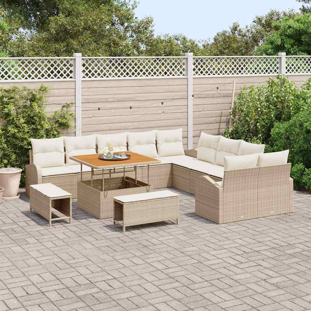 Tuin Sofa Set 13 st 12-Aantal zitplaatsen Beige en Crème