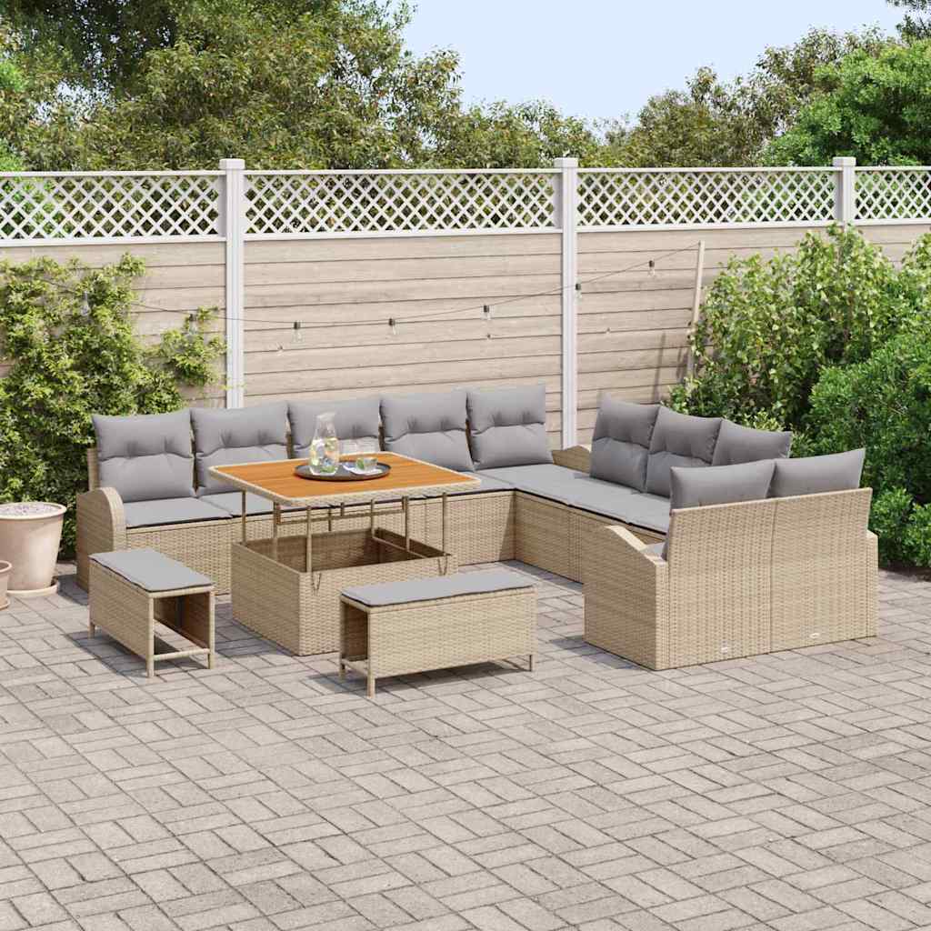 Tuin Sofa Set 13 st 12-Aantal zitplaatsen Beige en Licht Grijs