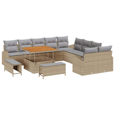 Tuin Sofa Set 13 st 12-Aantal zitplaatsen Beige en Licht Grijs