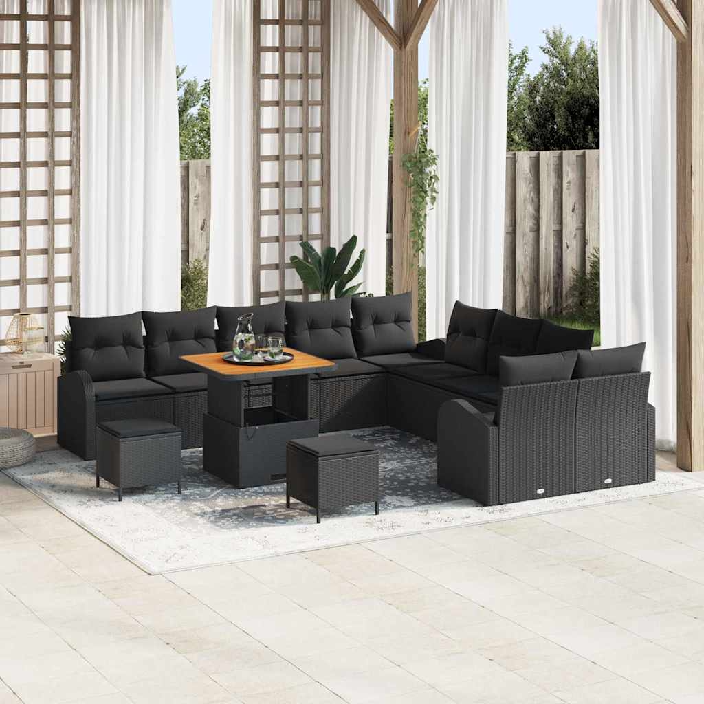 Tuin Sofa Set 13 st 12-Aantal zitplaatsen Zwart