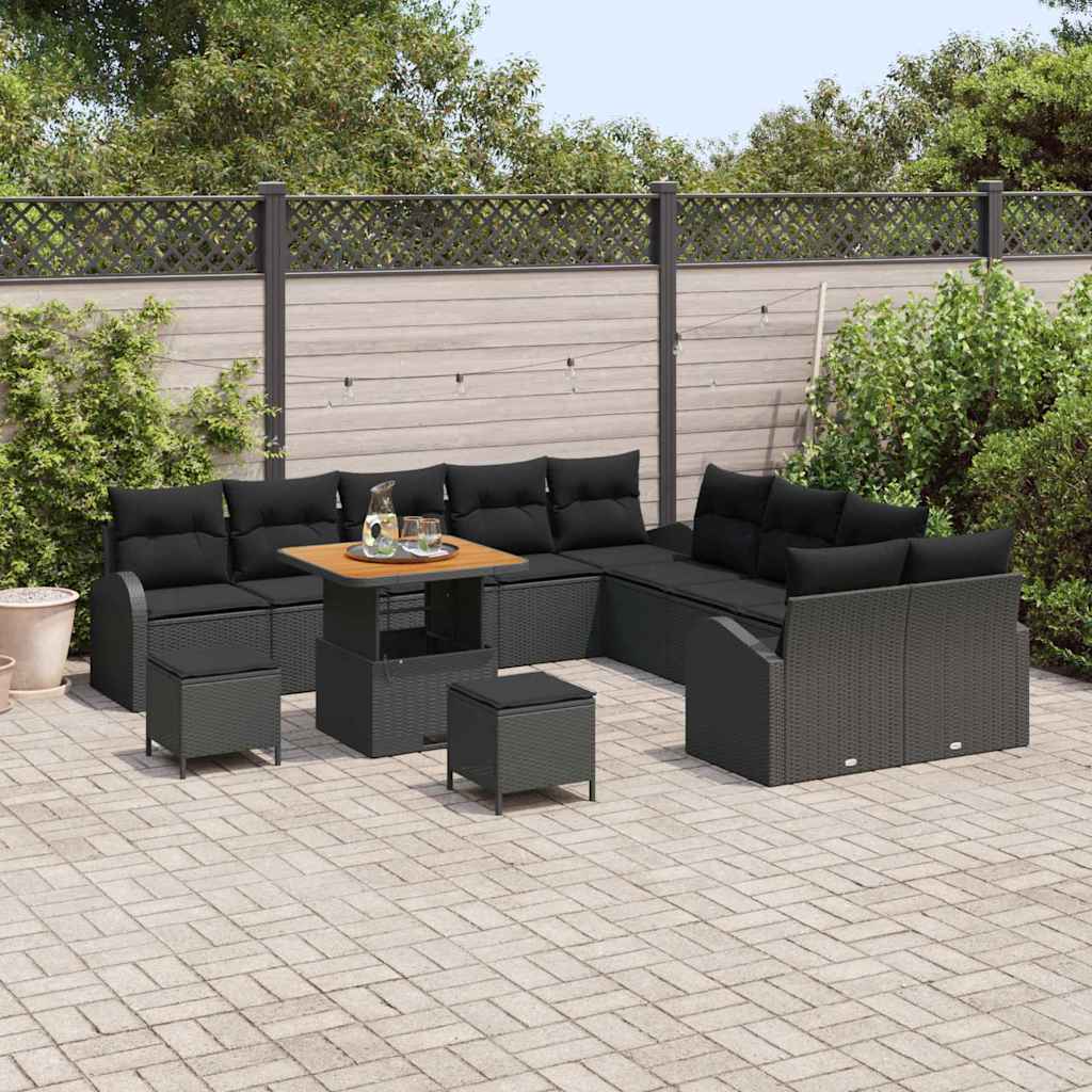 Tuin Sofa Set 13 st 12-Aantal zitplaatsen Zwart