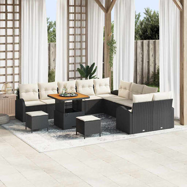 Tuin Sofa Set 13 st 12-Aantal zitplaatsen Zwart en Crème
