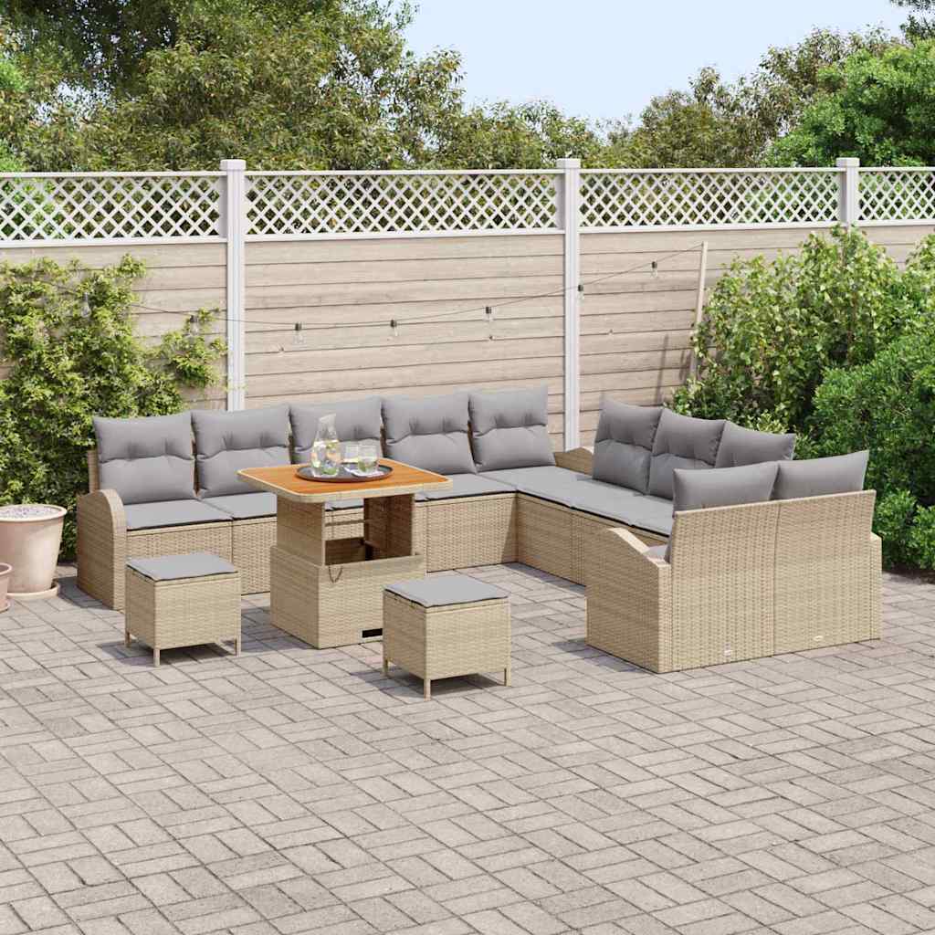 Tuin Sofa Set 13 st 12-Aantal zitplaatsen Beige en Licht Grijs