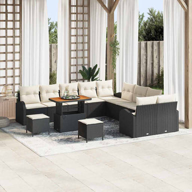 Tuin Sofa Set 13 st 12-Aantal zitplaatsen Zwart en Crème