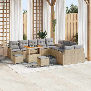 Tuin Sofa Set 13 st 12-Aantal zitplaatsen Beige en Licht Grijs