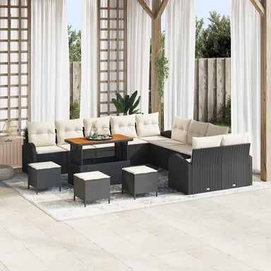 Tuin Sofa Set 14 st 13-Aantal zitplaatsen Zwart en Crème