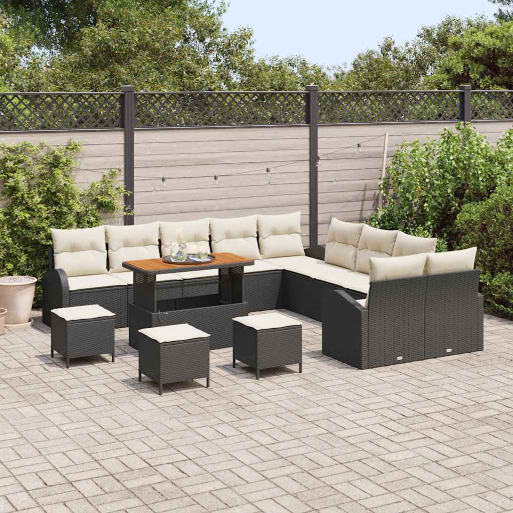 Tuin Sofa Set 14 st 13-Aantal zitplaatsen Zwart en Crème