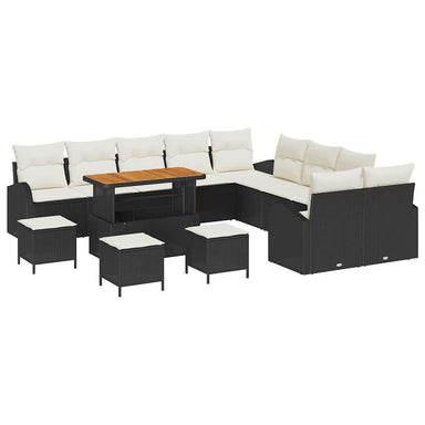Tuin Sofa Set 14 st 13-Aantal zitplaatsen Zwart en Crème