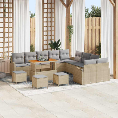 Tuin Sofa Set 14 st 13-Aantal zitplaatsen Beige en Licht Grijs