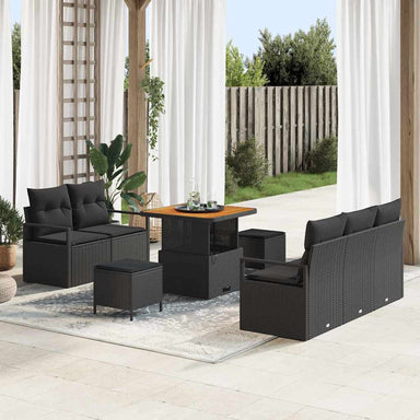Tuin Sofa Set 8 st 7-Aantal zitplaatsen Zwart