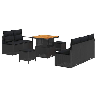 Tuin Sofa Set 8 st 7-Aantal zitplaatsen Zwart