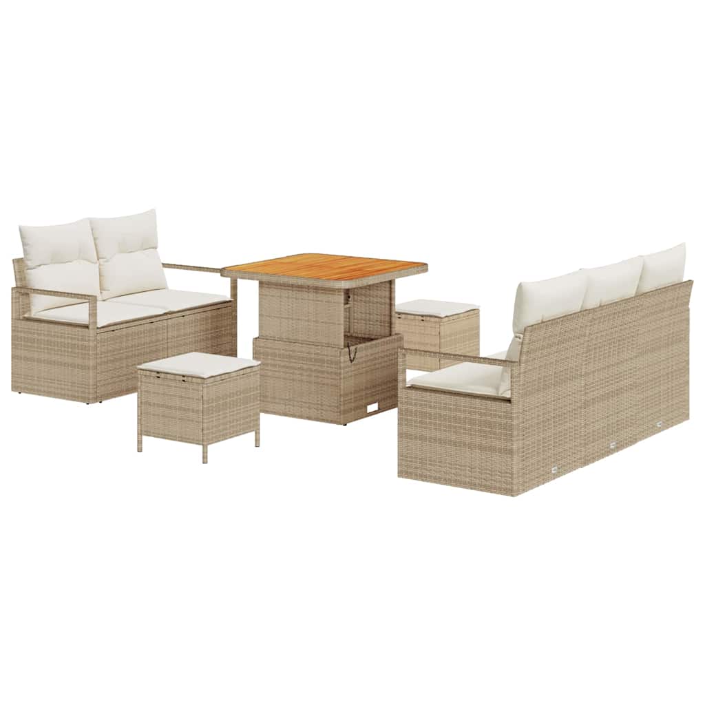 Tuin Sofa Set 8 st 7-Aantal zitplaatsen Beige en Crème