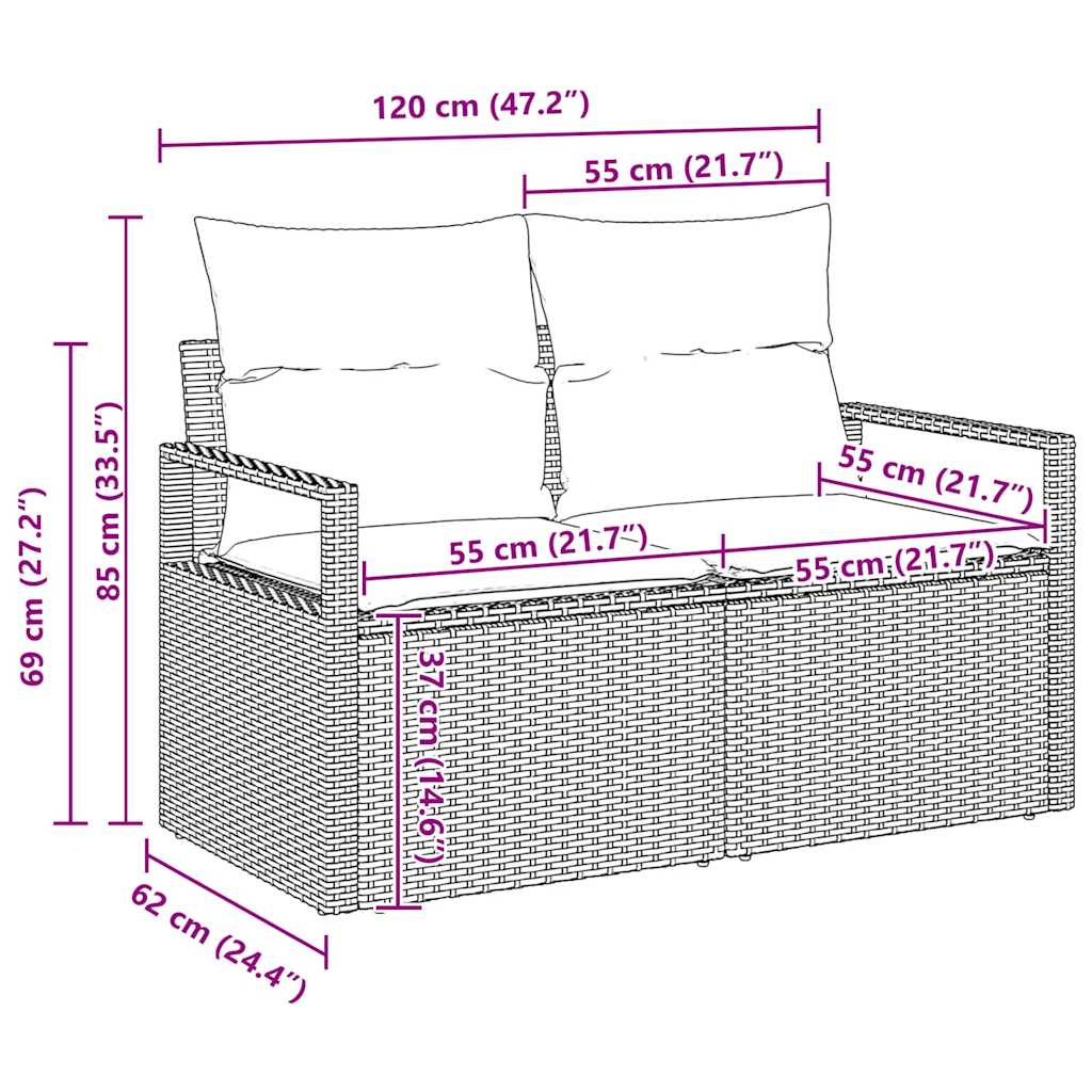 Tuin Sofa Set 8 st 7-Aantal zitplaatsen Beige en Crème