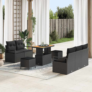 Tuin Sofa Set 8 st 7-Aantal zitplaatsen Zwart